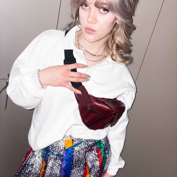 Vintage Abstract Bernard Cowan Pleated Midi Skirt Sz 8p - Picture 4 of 9